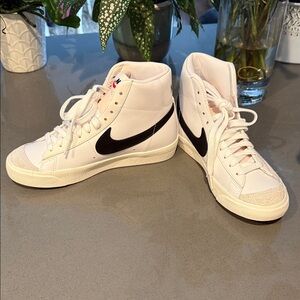 Nike White and Black High-Top Sneakers